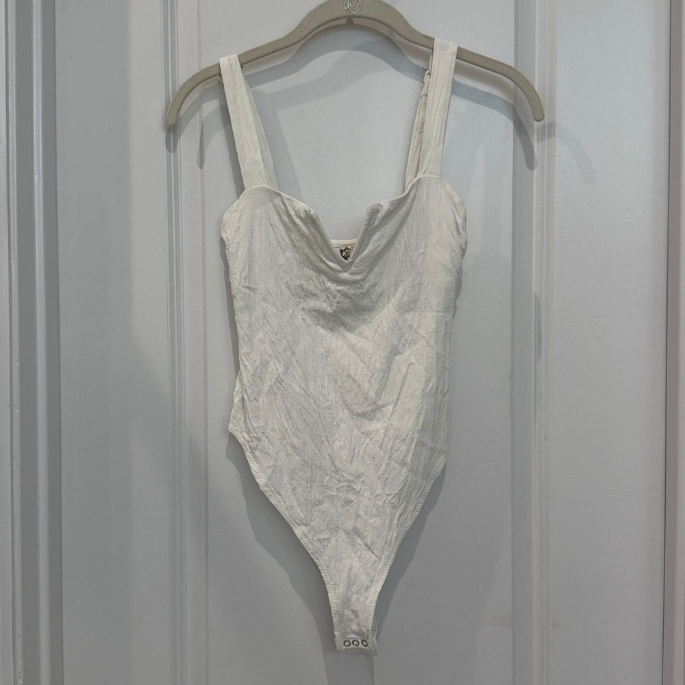 Free People Cream Textured Blouse